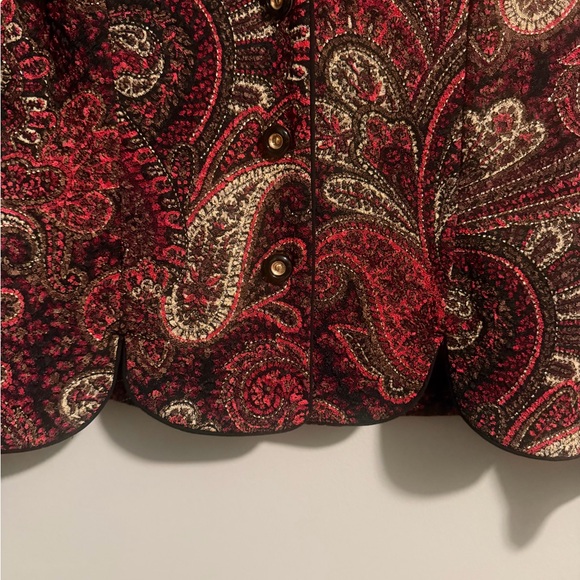 K Petite Vintage Red/Gold Button Up Paisley Blazer Jacket size 12P - Picture 5 of 10